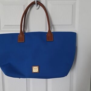 Dooney & Bourke Royal Blue Tote with Brown Handles